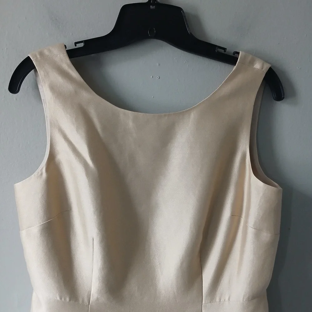 Talbots Women's Size 8P Gold Silk Cotton Midi A-line Dress Satin Lined NWT $199!